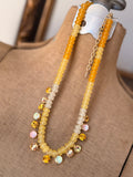 Jade Crystal Raindrop Necklace - 4 Color Options