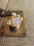 Jennifer Thames Square Rose Quartz + Pearl Ring