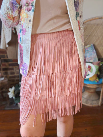 Blush Dusk Fringe Skirt