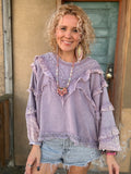 Powder Lavender Lace Ruffle Top