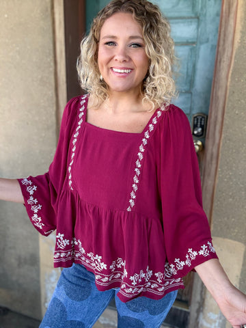 Mulberry Bloom Babydoll Top