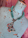 Crystal Butterfly Turquoise Necklace