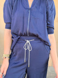 Midnight Sparkle Satin Tracksuit Set