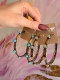 Boho Glow Hammered Hoops - AB or Turq