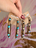 Boho Glow Hammered Hoops - AB or Turq