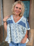 Denim Bloom Boho Top
