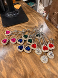 Big Sparkly Heart Safety Pin by Jaded Gypsy