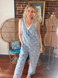 Vintage Washed Checker Denim Overalls