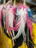A Rare Bird Pink/Teal Feather Earrings