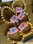 Pink Tile Mahjong Bracelet