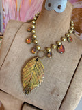 Autumn Rain Clay Leaf Necklace by Gypsy South