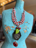 Candy Cane Christmas Foliage Necklace - Art By Amy