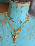 🤠✨ Golden Prairie Steer Necklace by Jennifer Thames Originals