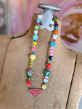 Funky Luxe Necklace by SBC - Lt blue/Purple Dice