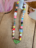 Funky Luxe Necklace by SBC - Lime/Light Blue Dice