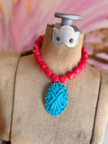 Turquoise Timber Statement Necklace - Yellow or Pink