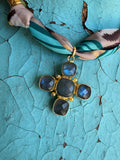 Labradorite Cross Scarf Necklace - Jennifer Thames Originals