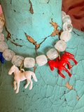Wild Horse Bubble Necklace by Jennifer Thames Originals - White R/W/B