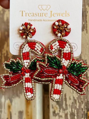 Candy Cane Christmas Earrings