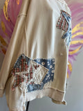 Cream Star Patchwork Pullover