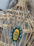 Bumblebee Jasper & Turquoise Pendant on Navajo Pearls