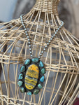 Bumblebee Jasper & Turquoise Pendant on Navajo Pearls