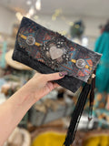 A Rare Bird Clutch Purse Charcoal Heart