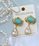 Pearl Turquoise Dangles Earrings