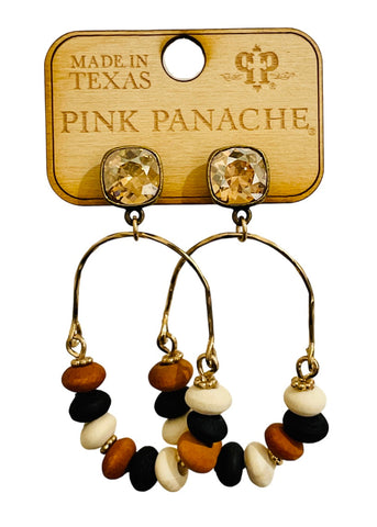 Pink Panache Wood Arch Earrings