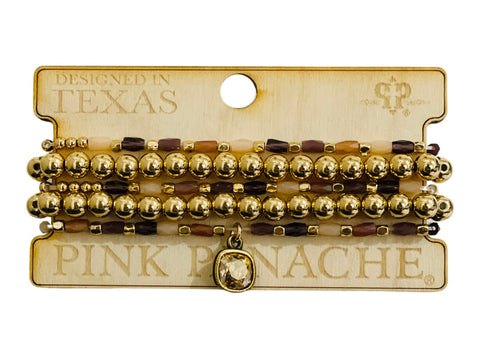 Pink Panache Gold Bead Bracelet Set