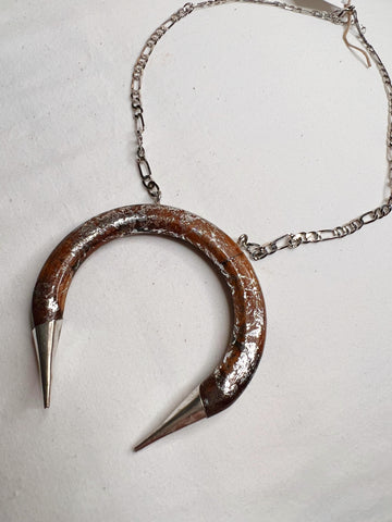 Jennifer Thames Silver/Brown Horn Necklace