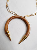 Jennifer Thames Wood/Gold Horn Necklace