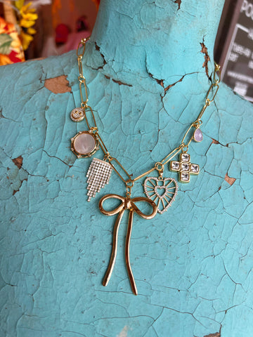 Jennifer Thames Gold Dipped Bow Charm Necklace