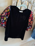 Black Velvet Sequin Sleeve Tee