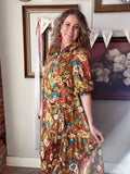 Satin Paisley Midi Dress