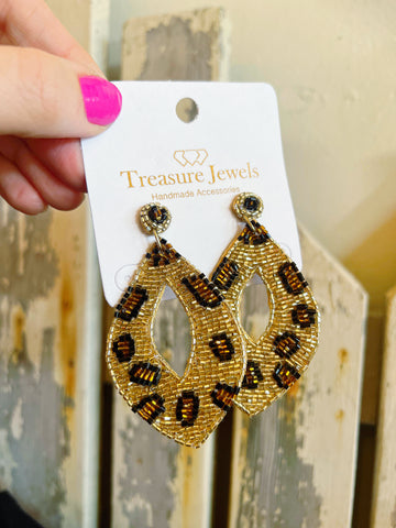 Leopard Marquis Earrings