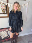 Faux Leather Button Down Dress/Jacket