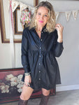 Faux Leather Button Down Dress/Jacket