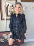 Faux Leather Button Down Dress/Jacket