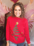 Red Tinsel Tree Sweater