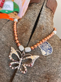 Bronze Rhinestone Butterfly Necklace