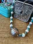 A Rare Bird Turquoise/Pearl African bead Necklace