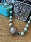 A Rare Bird Turquoise/Pearl African bead Necklace