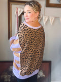 Lavender Stripe Leopard Pullover