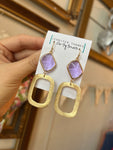 Jennifer Thames Lavender Drop Hoop Earrings