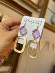 Jennifer Thames Lavender Drop Hoop Earrings