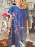 Embroidered Blue Maxi Tee Dress