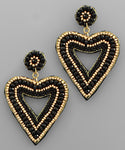 Heart Bead Earrings - Black