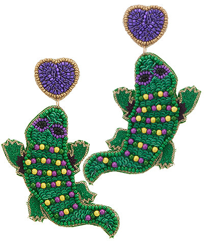 Mardi Gras Alligator Earrings
