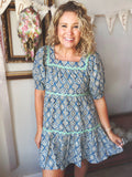 Teal Rick Rack Dress